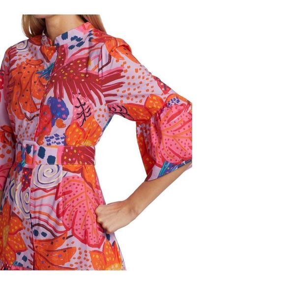 Farm Rio Botanical Print Belted Midi Dress Size Medium NWT - Picture 6 of 9
